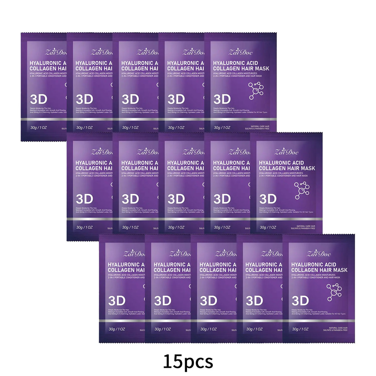 ZaiDoc 3D Hyaluronic Acid Collagen Hair Mask 30g (10 Pack)